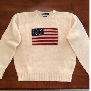 Men’s Vintage Ralph Lauren Flag Crewneck Sweater-wool, size Large